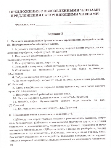 Русский язык 8 класс. Зачетные работы. ФГОС