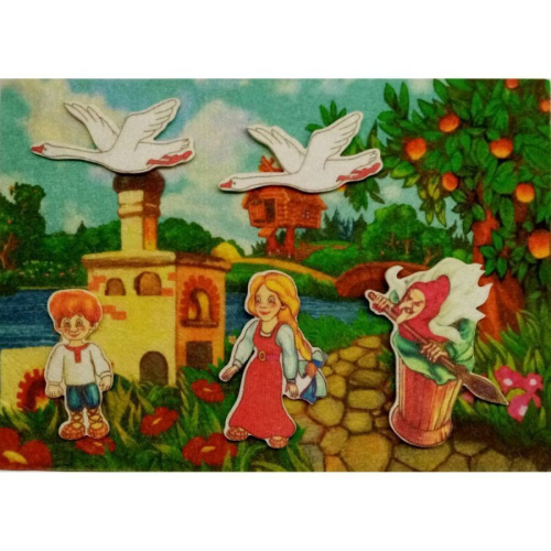 Игра "Гуси-лебеди" разв. д/детей старше 3-х лет из фетра (игровое поле, фигурки) + пазл