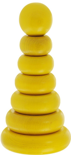 Пирамидка Одноцветная. Жёлтая (Краснокамская игрушка)