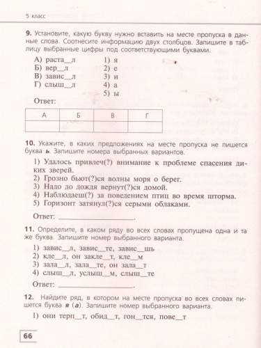 Русский язык 5 класс. Тематический контроль