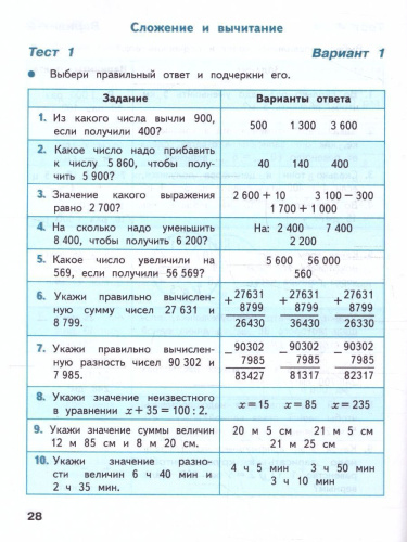 Математика 4 класс. Тесты (ФП2022)