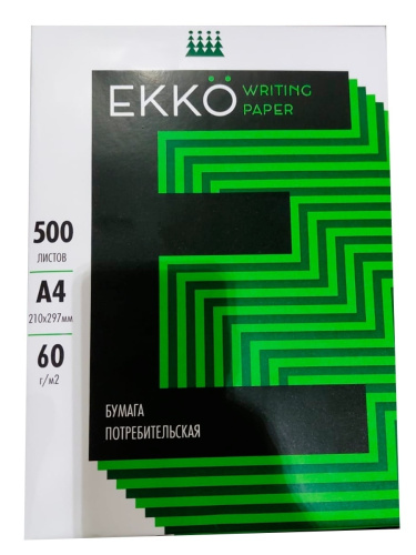 Бумага ЕККО А4, 500л., 60 г/м2 для печати и письма "Кондопожский ЦБК" (Бумсервис)