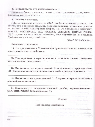 Русский язык 5 класс. Зачетные работы. ФГОС