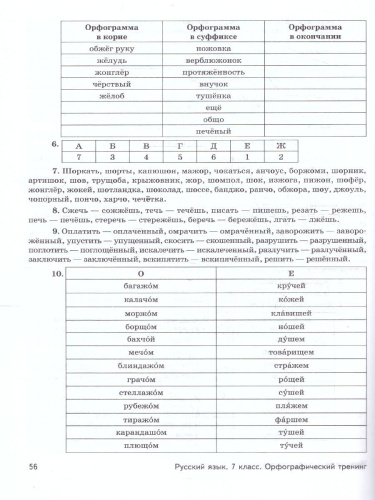 Русский язык 7 класс. Орфографический тренинг. ФГОС