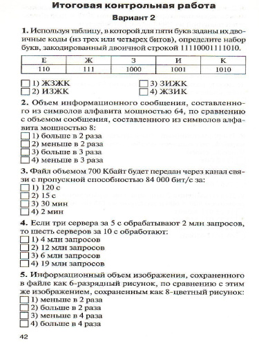 Информатика 7 класс. Контрольно-измерительные материалы