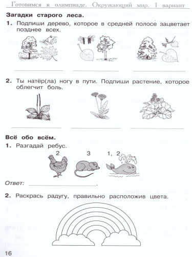 Многопредметная олимпиада "Снегирь" 1 класс. Рабочая тетрадь. Выпуск 1. Вариант 1, 2. Тесты