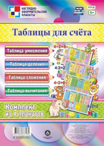 Комплект плакатов "Таблицы для счета" (4 плаката) А3