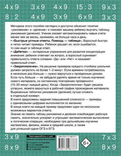 Быстро учим таблицу умножения. Учебное пособие