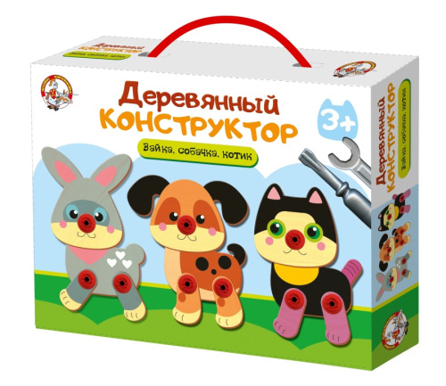Конструктор деревянный Зайка, собачка, котик